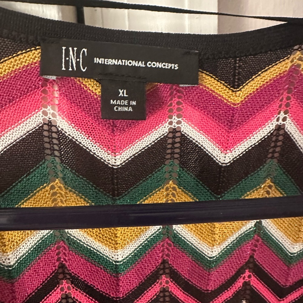 INC metallic zig zag open cardigan duster - Picture 4 of 5